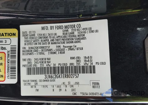 2014 Lincoln Mkz из США, поврежденный, VIN 3LN6L2GK1ER802757